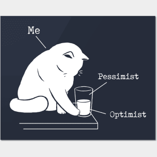Glass Graphic - Optimist and Pessimist - Funny Cat Posters and Art